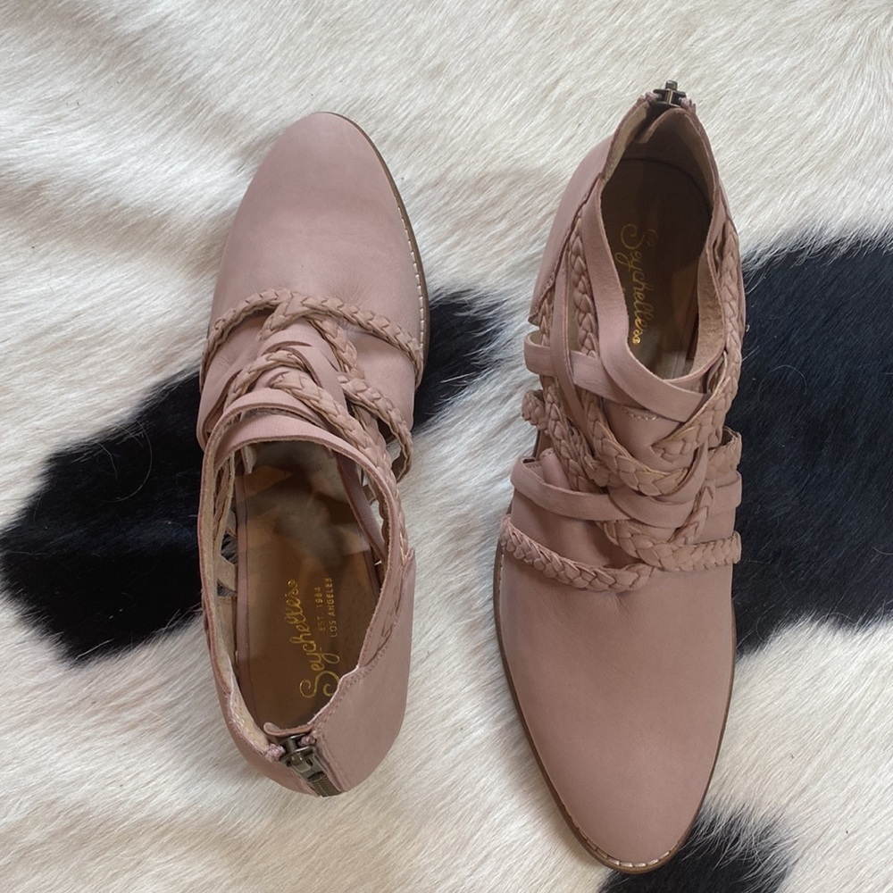 Anthropologie Dusty Rose Braided Ankle Booties - Picture 5 of 9